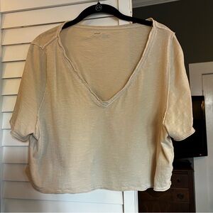 Aerie V Neck Crop Tee